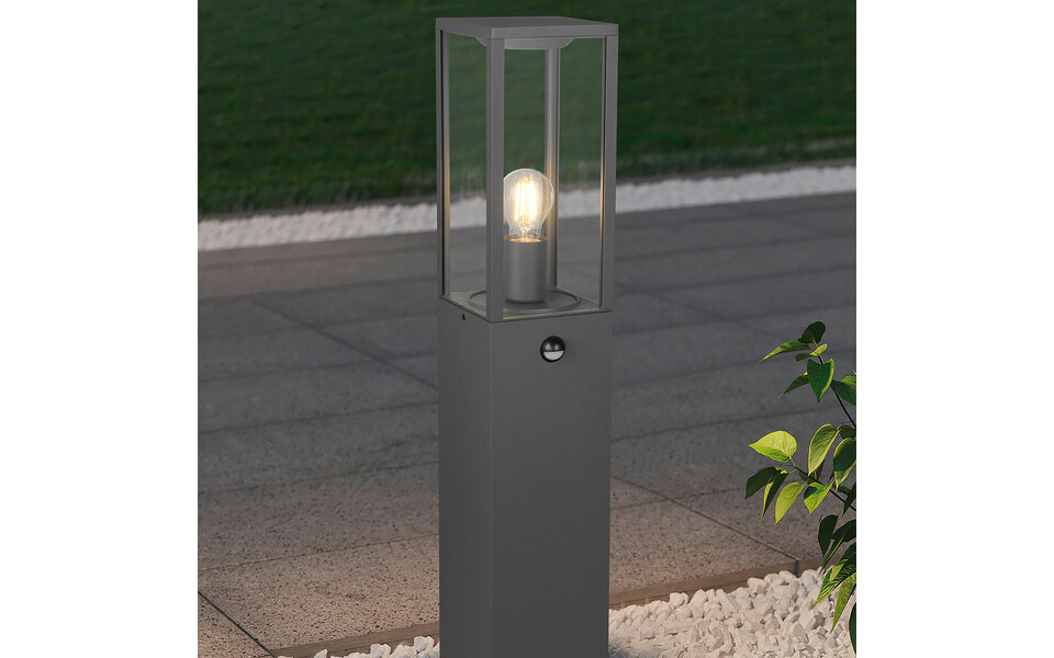 HLW LED LED Tuinverlichting - Staand Buitenlamp - Trion Onno - E27 Fitting - Bewegingssensor - Spatwaterdicht IP44 - Antraciet - Aluminium