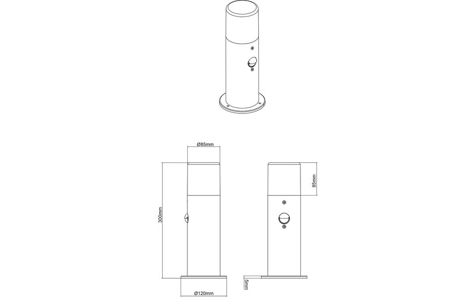 HLW LED LED Tuinverlichting - Staande Buitenlamp - Trion Sicho - E27 Fitting - Bewegingssensor - Rond - Mat Zwart - Aluminium