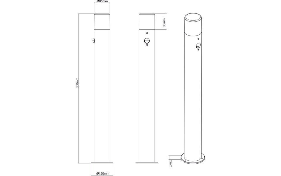 HLW LED LED Tuinverlichting - Staande Buitenlamp - Trion Sicho XL - E27 Fitting - Bewegingssensor - Rond - Mat Zwart - Aluminium