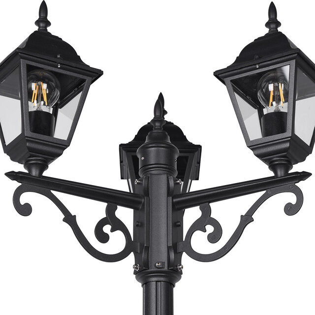 HLW LED LED Tuinverlichting - Staand - Buitenlamp - Trion Zena - E27 Fitting - 3 Lichtpunten - Mat Zwarte - Aluminium | HLW LED LED Tuinverlichting - Staand - Buitenlamp - Trion Zena - E27 Fitting - 3 Lichtpunten - Mat Zwarte - Aluminium |