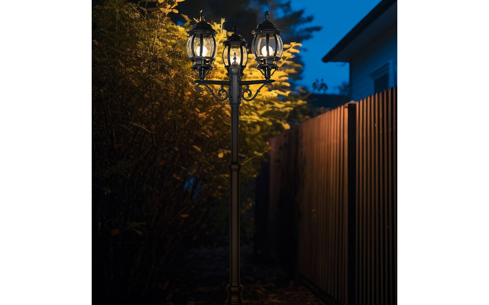 HLW LED Matte Black LED Floor Lamp with 3 Light Points - Sustainable LED Outdoor Wall Lamp