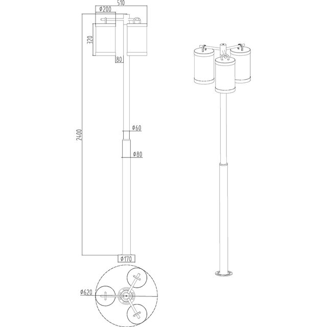 HLW LED LED Tuinverlichting - Staande Buitenlamp - Bemsi - E27 Fitting - 3-lichts - Roestkleur - Gegoten Aluminium | HLW LED LED Tuinverlichting - Staande Buitenlamp - Bemsi - E27 Fitting - 3-lichts - Roestkleur - Gegoten Aluminium |