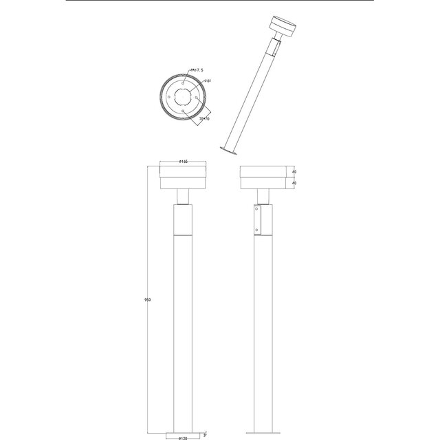 HLW LED LED Tuinverlichting - Staande Buitenlamp - Trion Kenzie - 8W - Warm Wit 8000K - Antraciet - Gegoten Aluminium |