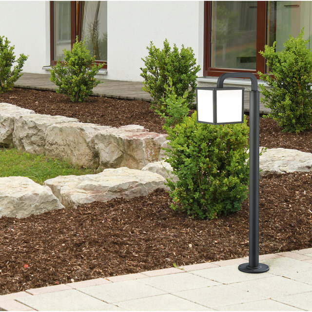 HLW LED LED Tuinverlichting - Staand Buitenlamp - Trion Cubirino - 5W - E27 Fitting - Warm Wit 3000K - Waterdicht IP54 - Mat Antraciet - Aluminium |