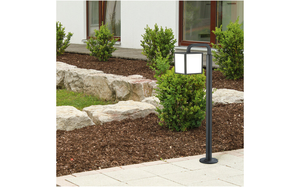 HLW LED LED Tuinverlichting - Staand Buitenlamp - Trion Cubirino - 5W - E27 Fitting - Warm Wit 3000K - Waterdicht IP54 - Mat Antraciet - Aluminium |
