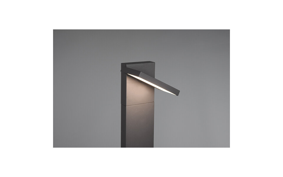 HLW LED LED Tuinverlichting - Staande Buitenlamp - Trion Ihson XL - 8W - Warm Wit 3000K - Draaibaar - Rechthoek - Mat Antraciet - Aluminium |