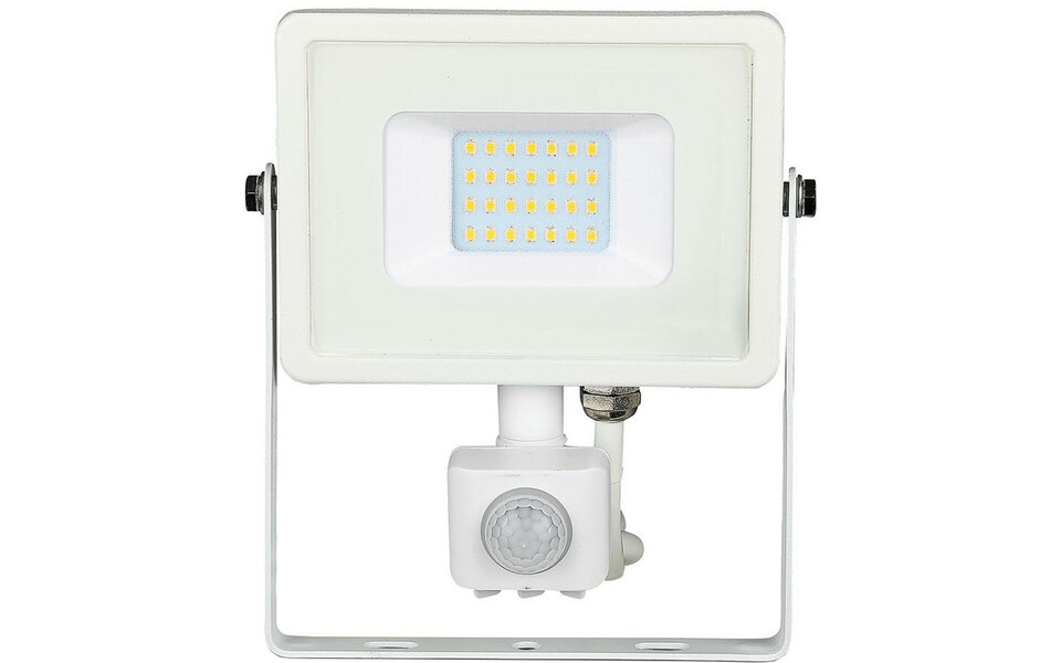 HLW LED LED Construction Lamp 20 Watt with Sensor - Natural White 4000K - Matte White Aluminum