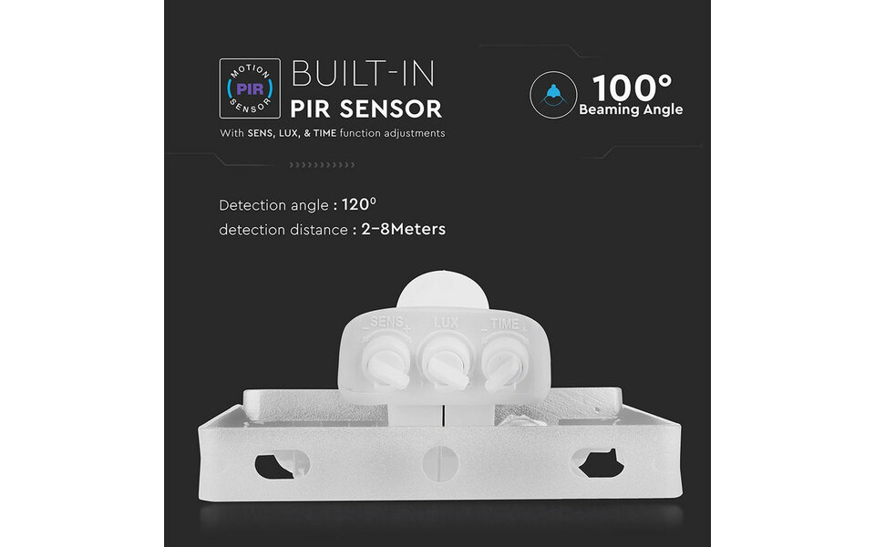 HLW LED LED Construction Lamp 20 Watt with Sensor - Natural White 4000K - Matte White Aluminum