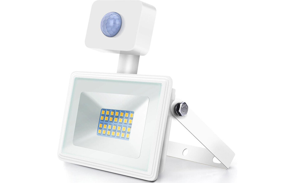 HLW LED LED Bouwlamp 20W met Sensor - Waterdichte LED Bouwlamp & Wandlamp IP65, Natuurlijk Wit