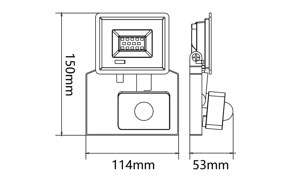 Velvalux LED Construction Lamp & LED Wall Lamp with Sensor, Waterproof IP65, Neutral White Light