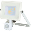 LED Construction Lamp 30W with PIR Sensor - Waterproof Matte White - Cool White 6400K