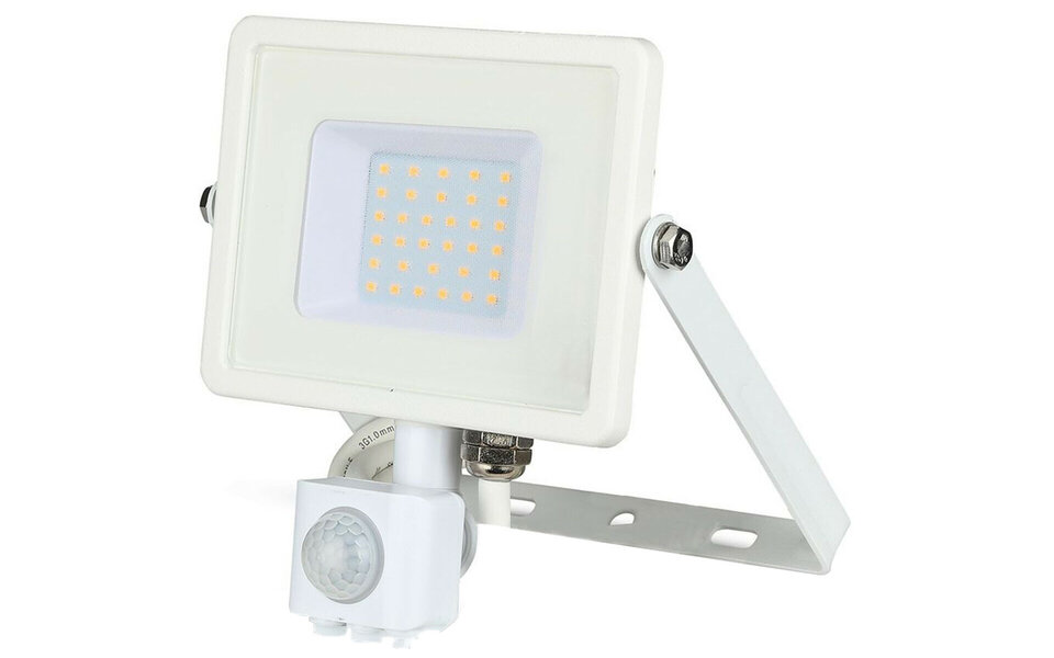 HLW LED LED Construction Lamp 30W with PIR Sensor - Waterproof Matte White - Cool White 6400K