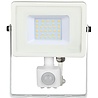 Rechthoekige zwarte LED bouwlamp 30W met bewegingssensor en helder koud wit licht 6400K
