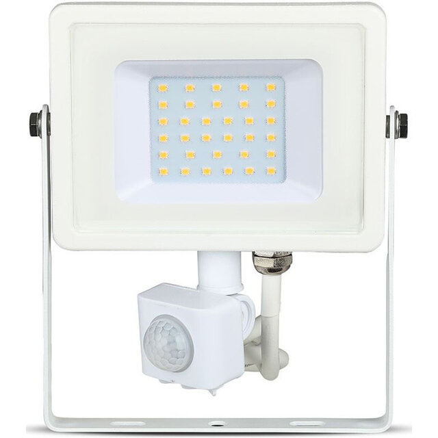 HLW LED LED Bouwlamp 30W met PIR Sensor - Waterdicht Mat Wit - Koud Wit 6400K
