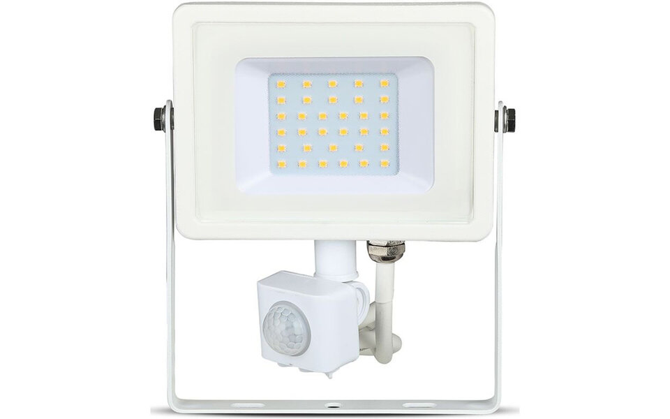 HLW LED LED Bouwlamp 30W met PIR Sensor - Waterdicht Mat Wit - Koud Wit 6400K