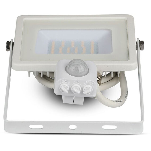 HLW LED LED Construction Lamp 30W with PIR Sensor - Waterproof Matte White - Cool White 6400K
