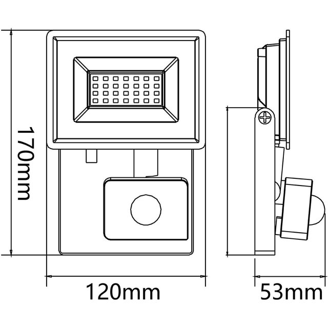 Velvalux LED Construction Lamp & Wall Lamp with Sensor - Waterproof IP65, Cool White 6500K, Flicker-free