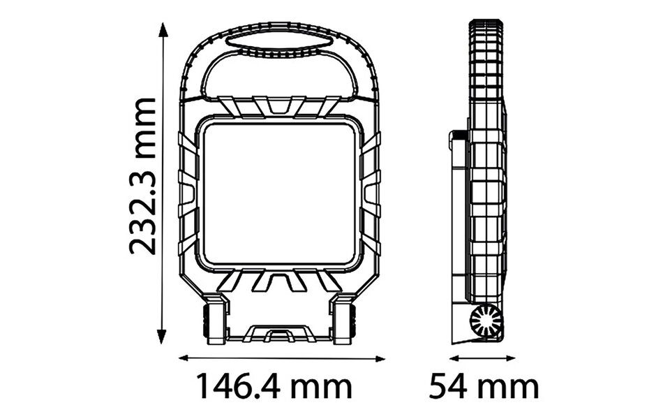 HLW LED Adjustable White LED Construction Lamp, Waterproof and Cool White 6000K Light