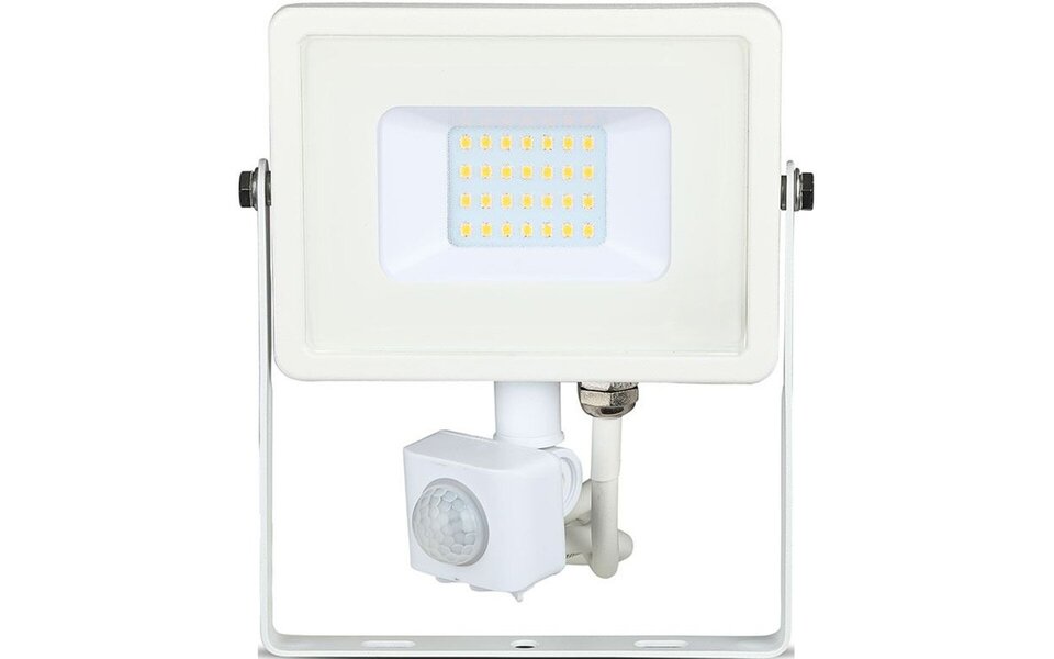 HLW LED LED Construction Lamp & Wall Lamp with Sensor - Warm White 2700K–3000K, 20W, Matte White, IP65 HLW LED LED Construction Lamp & Wall Lamp with Sensor - Warm White 2700K–3000K, 20W, Matte White, IP65