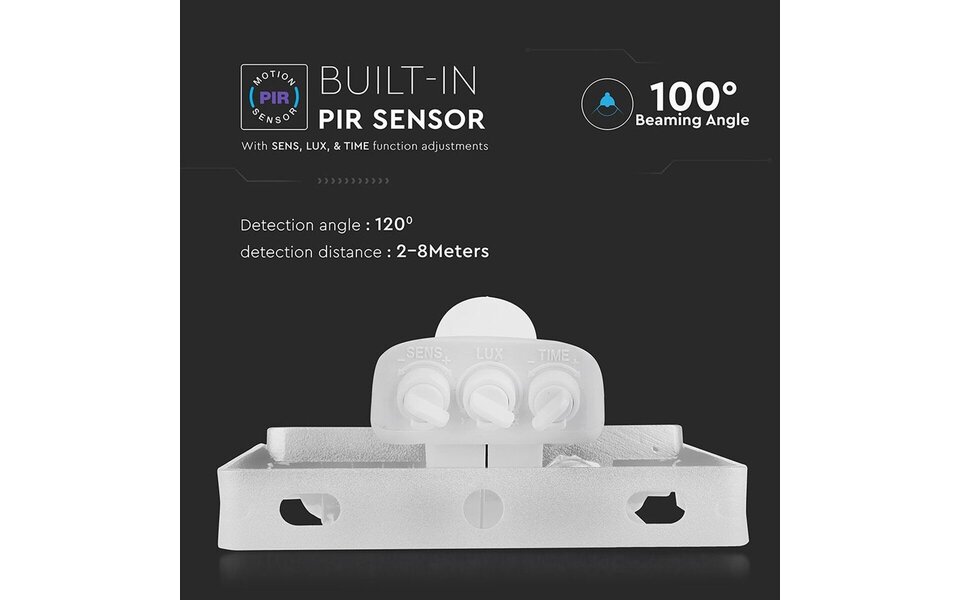 HLW LED LED Bouwlamp & Wandlamp met Sensor - Warm Wit 2700K–3000K, 20W, Mat Wit, IP65