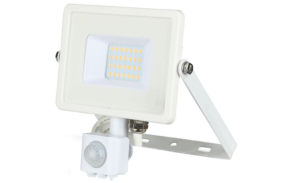 HLW LED LED Construction Lamp 20W with Sensor - Matte White Aluminum - Cool White 6400K
