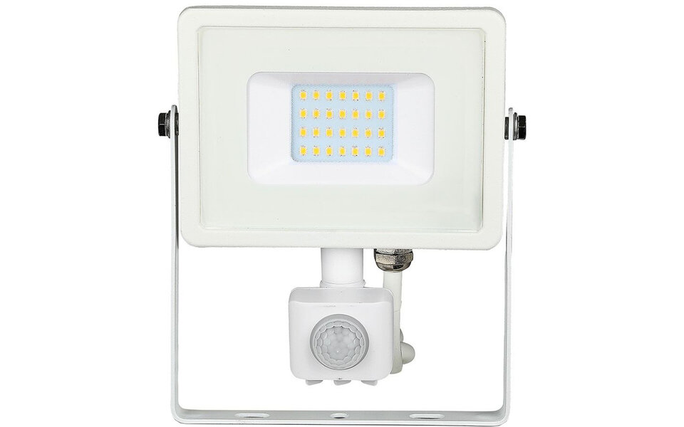 HLW LED LED Bouwlamp 20W met Sensor - Mat Wit Aluminium - Koud Wit 6400K
