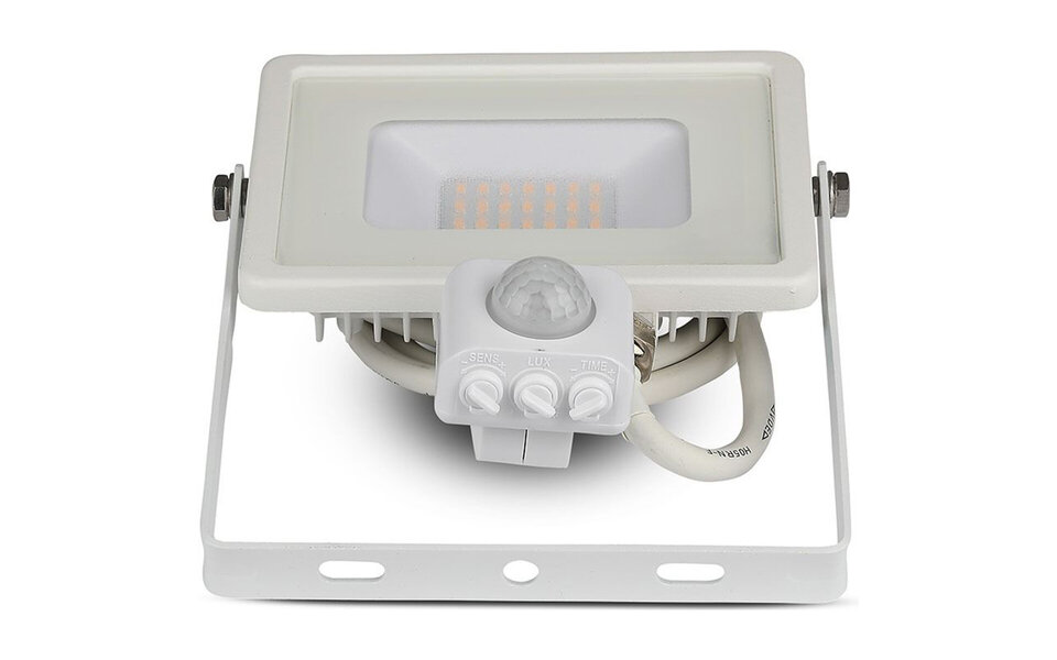 HLW LED LED Construction Lamp 20W with Sensor - Matte White Aluminum - Cool White 6400K