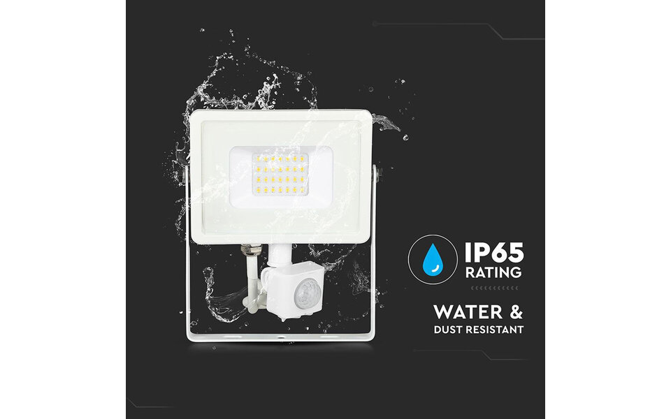 HLW LED LED Construction Lamp 20W with Sensor - Matte White Aluminum - Cool White 6400K