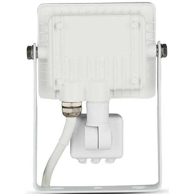 HLW LED LED Bouwlamp 10W met Sensor, Warm Wit 3000K - Mat Wit Aluminium, PIR Sensor