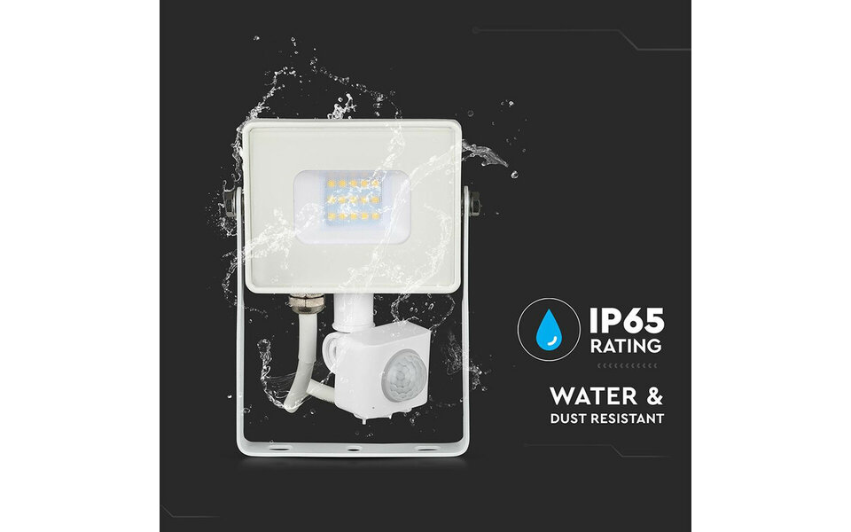 HLW LED LED Construction Lamp 10 Watt with Sensor - Natural White 4000K Matte White Aluminum