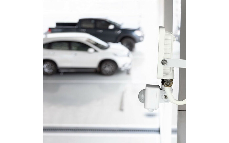 HLW LED LED Bouwlamp 10 Watt met Sensor - Natuurlijk Wit 4000K Mat Wit Aluminium