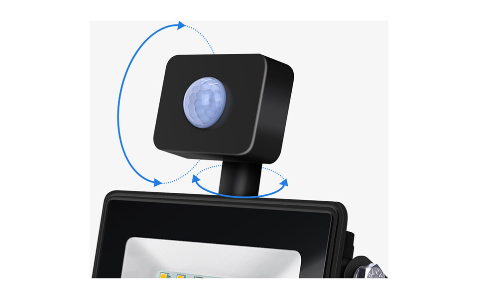 HLW LED LED Bouwlamp 10W Met Sensor - Waterdicht IP65 Mat Zwart, Neutraal Wit