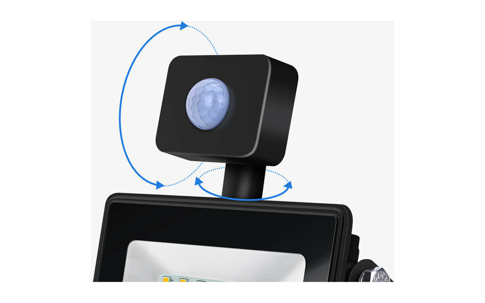 HLW LED LED Construction Lamp & LED Wall Lamp with Sensor, Waterproof IP65, Cool White 6000K, Matte Black - 50 Watt