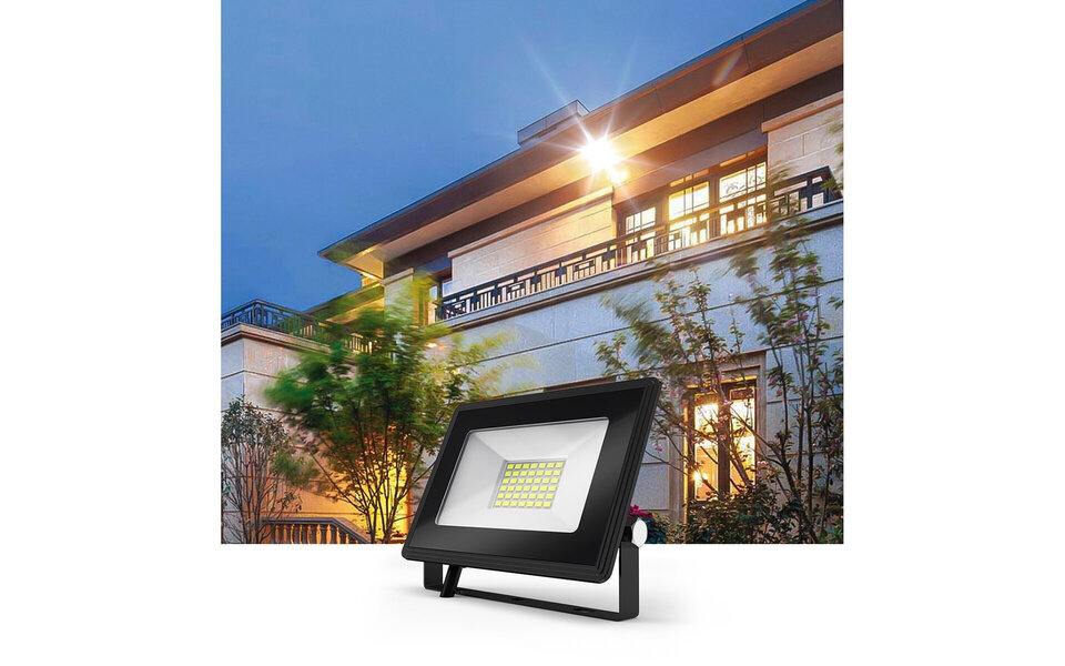 HLW LED Waterproof LED Construction Lamp 10W IP65 - Black & White Floor Lamp Cool White 6000K