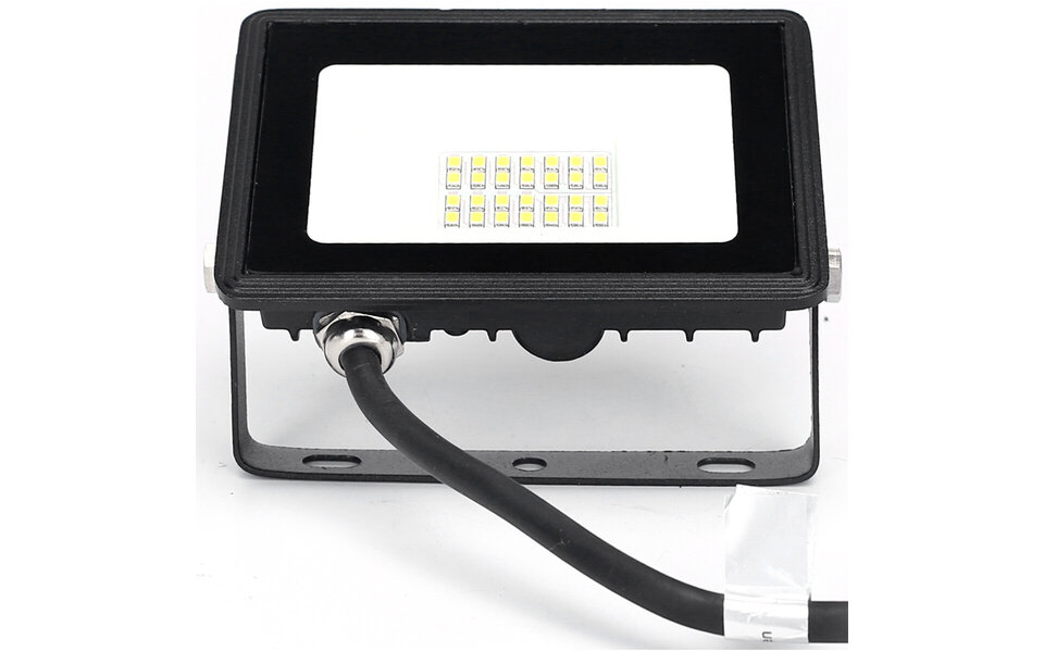 HLW LED Waterproof LED Construction Lamp 20W - Matte Black & White - IP65, Cool White 6000K Light