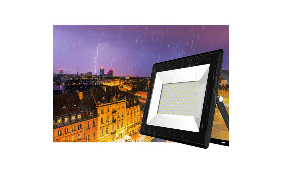 HLW LED LED Bouwlamp 100W Waterdicht IP65 - Zwarte & Witte Vloerlamp Neutraal Wit