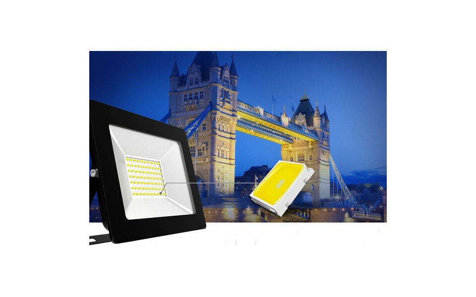 HLW LED LED Bouwlamp 100W Waterdicht IP65 - Zwarte & Witte Vloerlamp Neutraal Wit