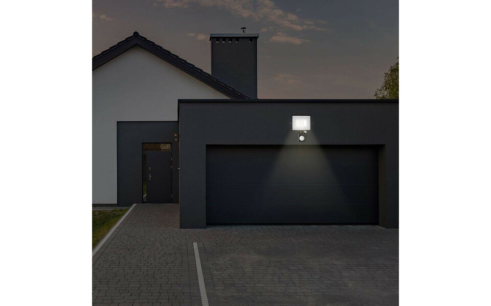 HLW LED LED Construction Lamp and LED Wall Lamp with Sensor - Black and White Floor Lamp - Cool White 6000K HLW LED LED Construction Lamp and LED Wall Lamp with Sensor - Black and White Floor Lamp - Cool White 6000K