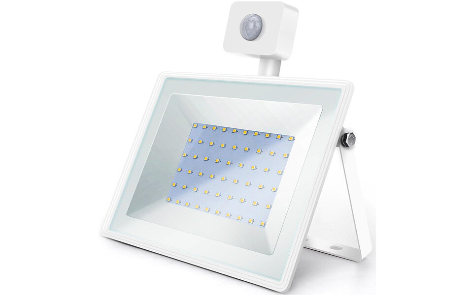 HLW LED White LED Construction Lamp 50W with Sensor - IP65 Waterproof, Neutral White 4000K