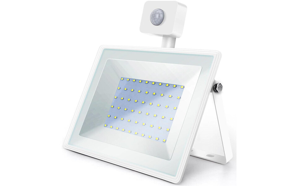 HLW LED LED Lamp 50W - White Floor Lamp & LED Wall Lamp with Sensor, IP65, Cool White 6000K