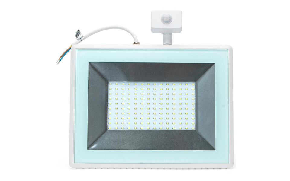 HLW LED LED Bouwlamp 100W met Sensor - Waterdicht IP65, Koud Wit 6400K & Mat Wit Aluminium HLW LED LED Bouwlamp 100W met Sensor - Waterdicht IP65, Koud Wit 6400K & Mat Wit Aluminium
