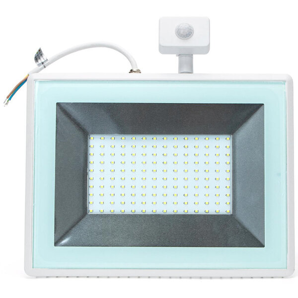HLW LED LED Bouwlamp 100W met Sensor - Waterdicht IP65, Koud Wit 6400K & Mat Wit Aluminium HLW LED LED Bouwlamp 100W met Sensor - Waterdicht IP65, Koud Wit 6400K & Mat Wit Aluminium
