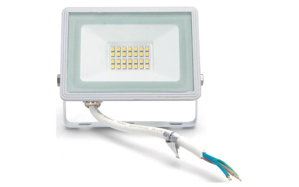 HLW LED LED Construction Lamp 20W - Waterproof IP65, Neutral White, Matte White Aluminum