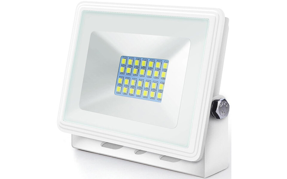 HLW LED LED Construction Lamp 20W - Waterproof IP65 Matte White, Cool White 6000K LED Lamp