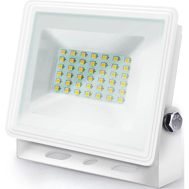 LED Bouwlamp 30W Waterdicht IP65 - Neutraal Wit Mat Wit Buitenverlichting