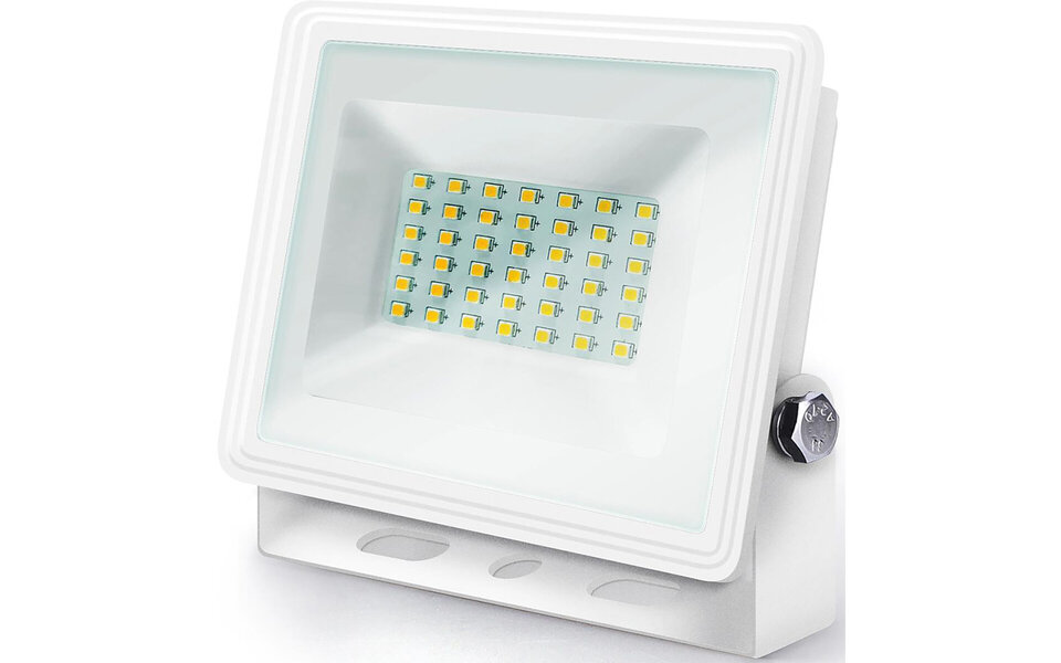 HLW LED Waterdichte LED Bouwlamp 30W IP65 - Neutraal Wit, Mat Wit Aluminium