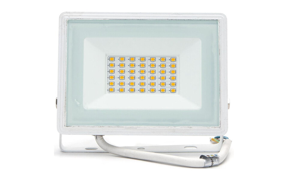 HLW LED Waterdichte LED Bouwlamp 30W IP65 - Neutraal Wit, Mat Wit Aluminium