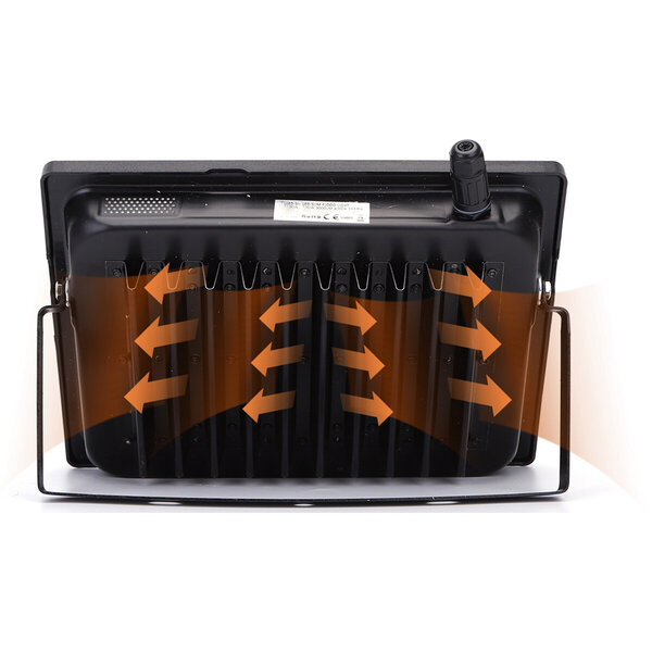 HLW LED LED Bouwlamp 100W met Sensor - Mat Zwarte LED Bouwlamp, Waterdicht IP65, Neutraal Wit