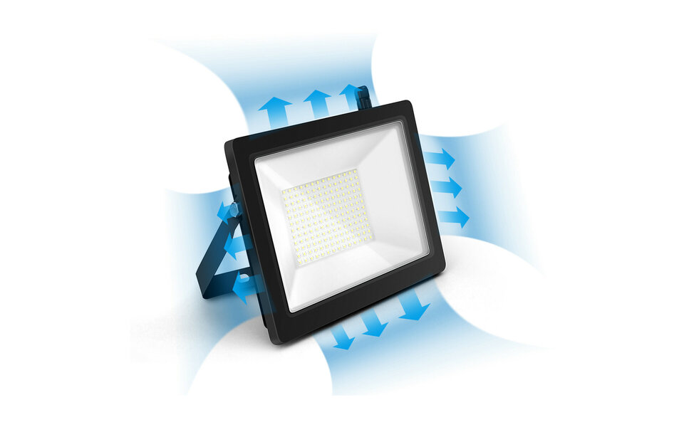 HLW LED LED Bouwlamp 100W - Waterdicht IP65 - Zwarte & Witte LED Lamp Koud Wit 6000K