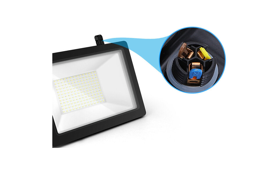 HLW LED LED Bouwlamp 100W - Waterdichte IP65 Bouwlamp - Zwart & Wit - Neutraal Wit 4000K